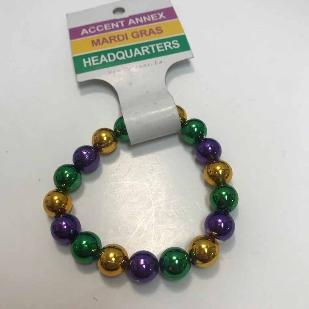 Mardi Gras Beads Bracelet/Hair Elastic